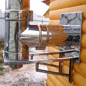 Монтаж сэндвич дымохода на кронштейне