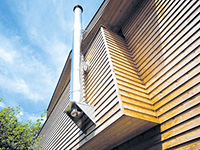 Прохождение дымоходных труб по фасаду бани