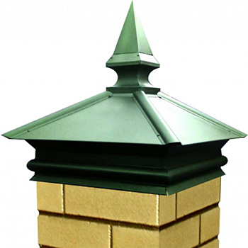 Металлический колпак на кирпичном столбе